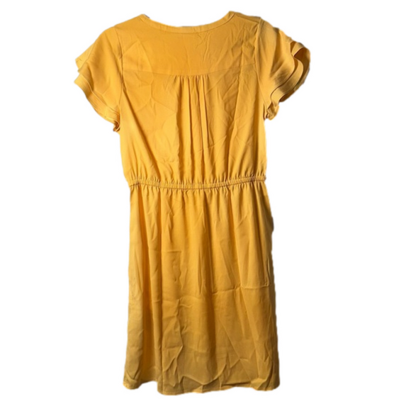 GOODTHREADS womens size small yellow mini shift dress drawstring waist NWT vneck - Picture 2 of 6